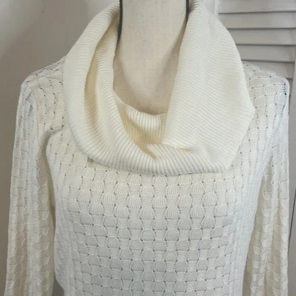 Jones Wear New York Cream Ivory Long Sleeved Turtleneck Cable Knit Sweater - Picture 2 of 10